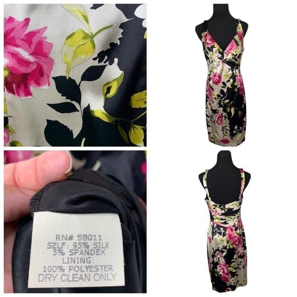 David Meister Silk Charmeuse Satin Dress Womens Sz 6 Ruched Bodice Stretch $605 - Picture 2 of 16